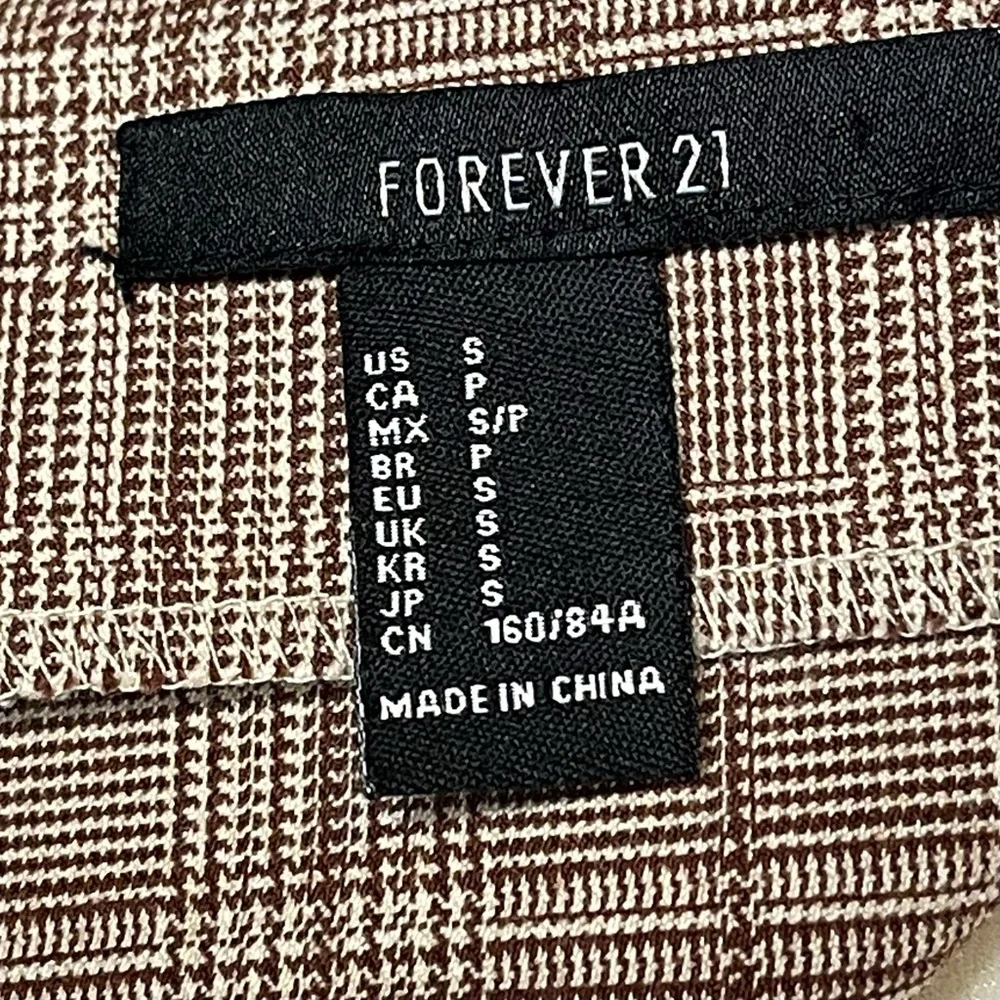 Forever 21 Plaid Button Overall Jumper Mini Dress (brown/tan) - small